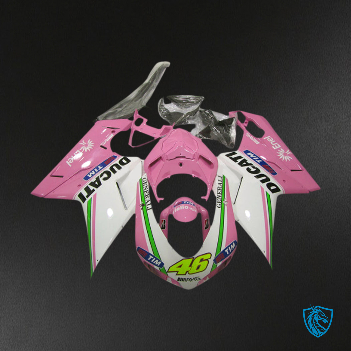 Ducati 1098 1198 848 (2007-2011) Fairing Kit - Pink, Green & White - ABS Bodywork