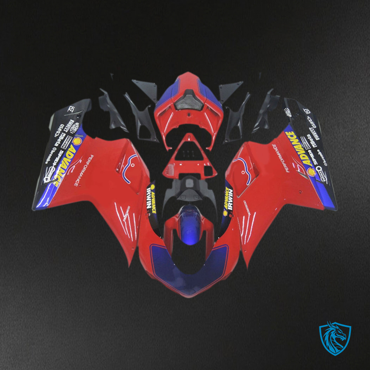 Ducati 1098 1198 848 (2007-2011) Fairing Kit - Red, Blue & Black - ABS Bodywork