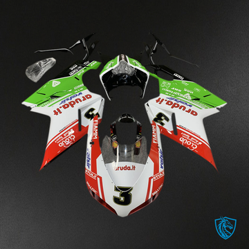 Ducati 1098 1198 848 (2007-2011) Fairing Kit - Light Green, Red & White - ABS Bodywork