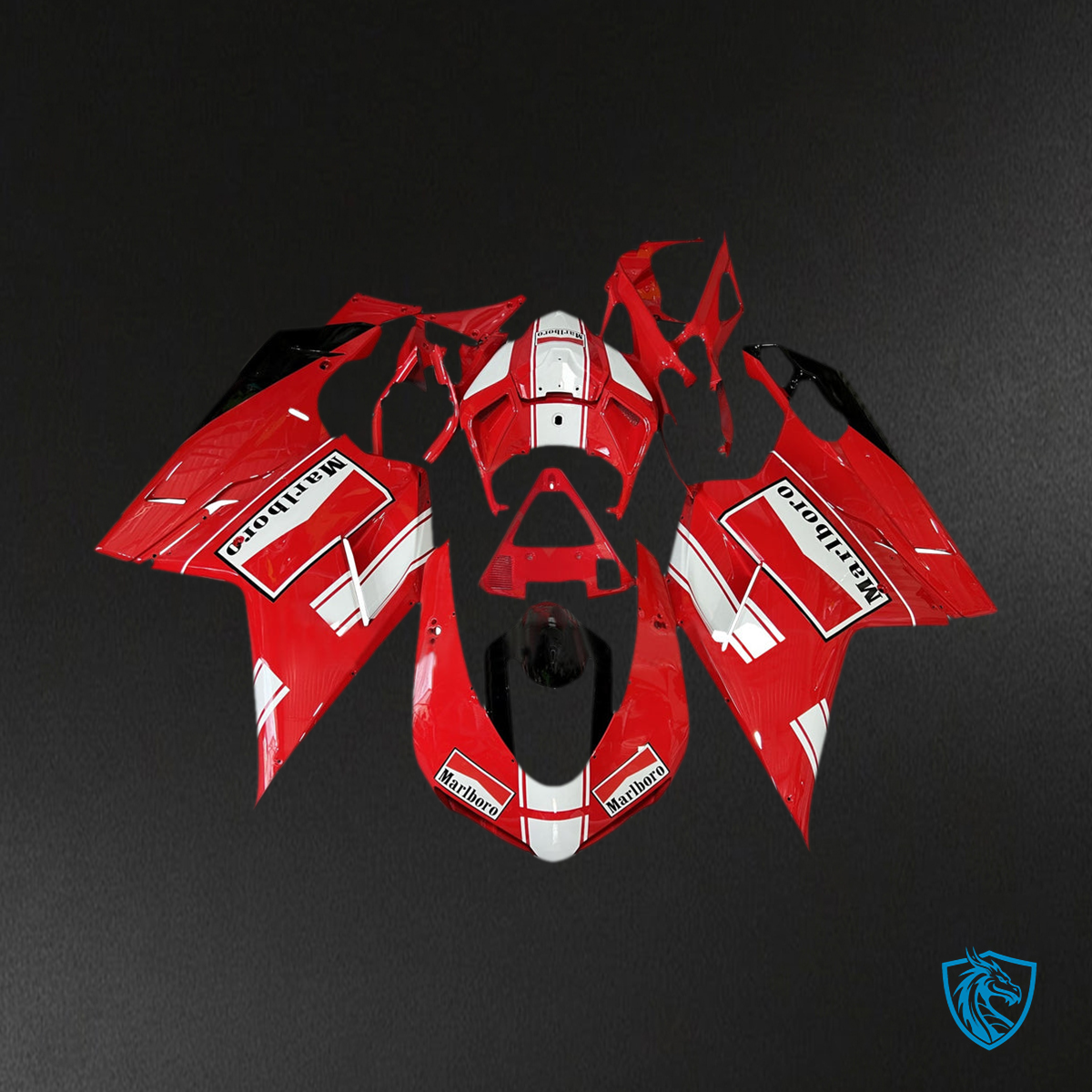 Ducati 1098 1198 848 (2007-2011) Fairing Kit - Gloss Red & White Marlboro - ABS Bodywork