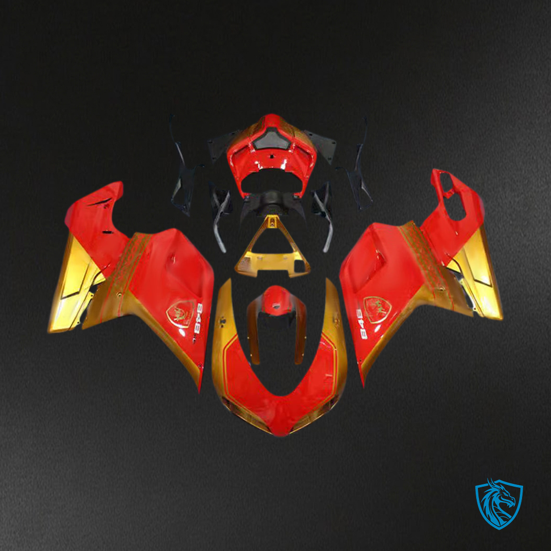 Ducati 1098 1198 848 (2007-2011) Fairing Kit - Gold & Red - ABS Bodywork