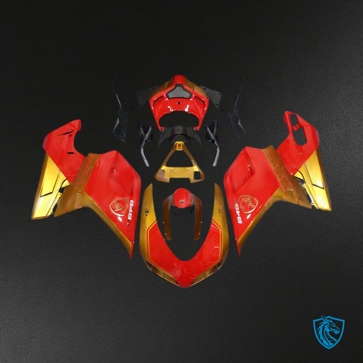 Ducati 1098 1198 848 (2007-2011) Fairing Kit - Gold & Red - ABS Bodywork