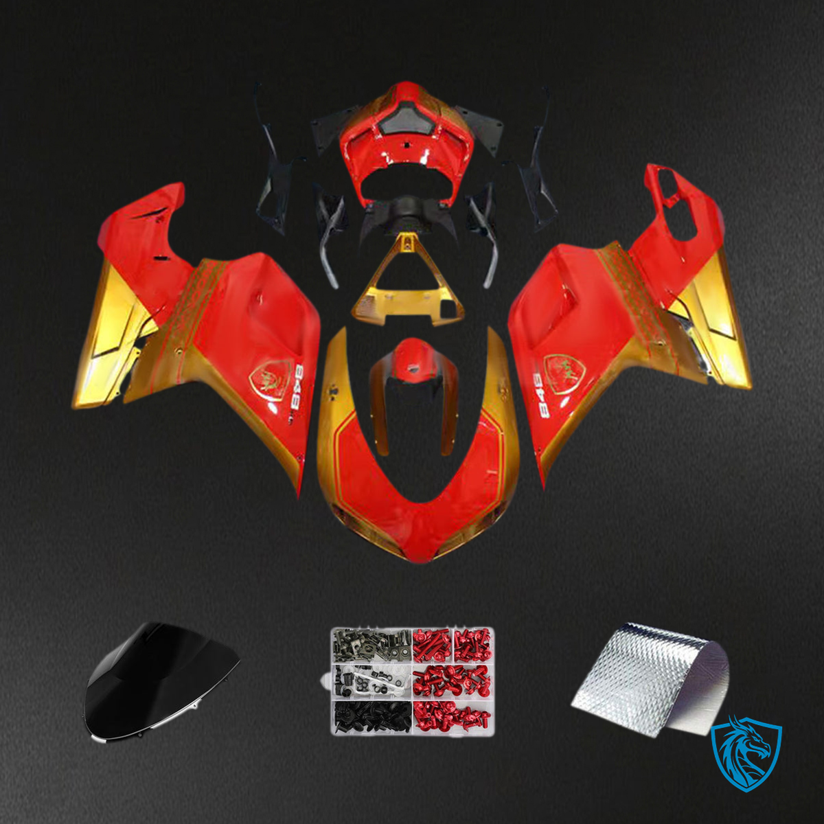 Ducati 1098 1198 848 (2007-2011) Fairing Kit - Gold & Red - ABS Bodywork