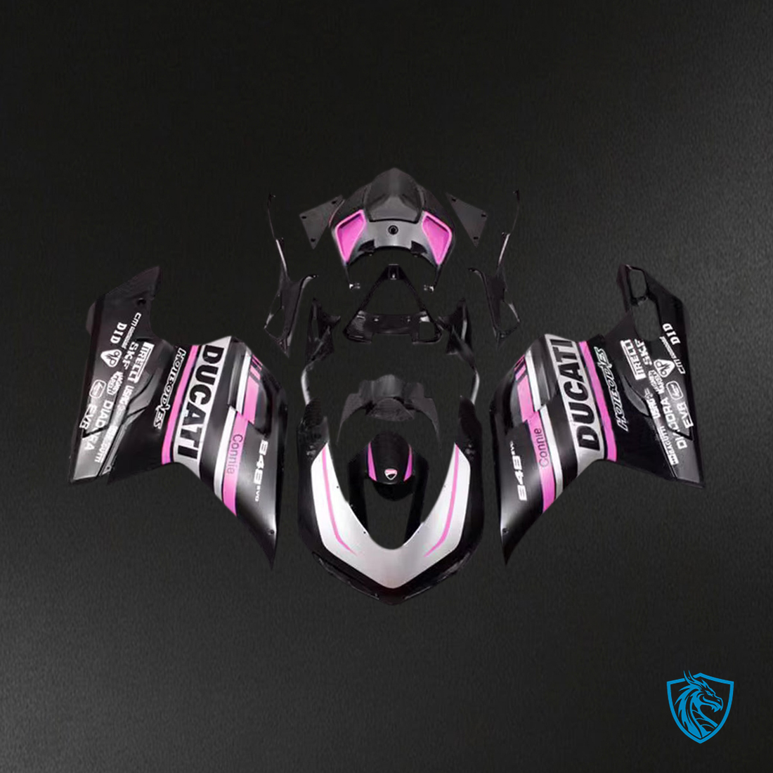 Ducati 1098 1198 848 (2007-2011) Fairing Kit - Pink & Black - ABS Bodywork