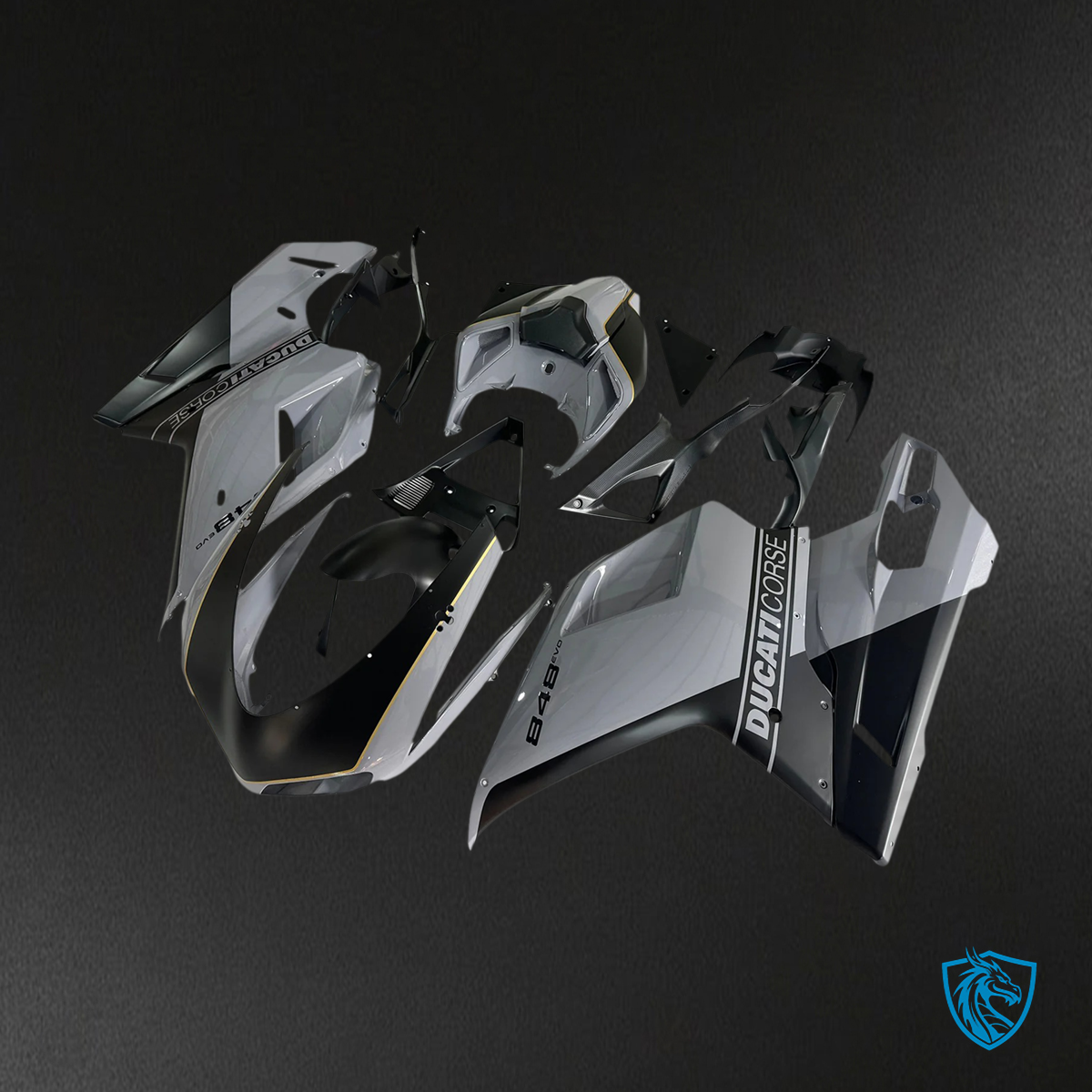 Ducati 1098 1198 848 (2007–2011) Grey and Black - Fairing Kit