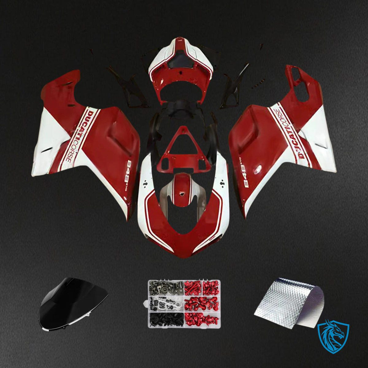 Ducati 1098 1198 848 (2007–2011) Red & White Style 1 - Fairing Kit