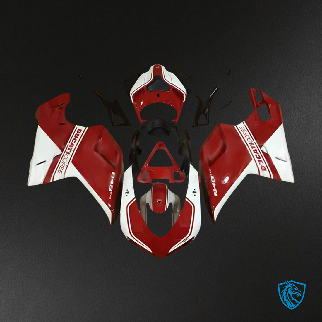 Ducati 1098 1198 848 (2007–2011) Red & White Style 1 - Fairing Kit