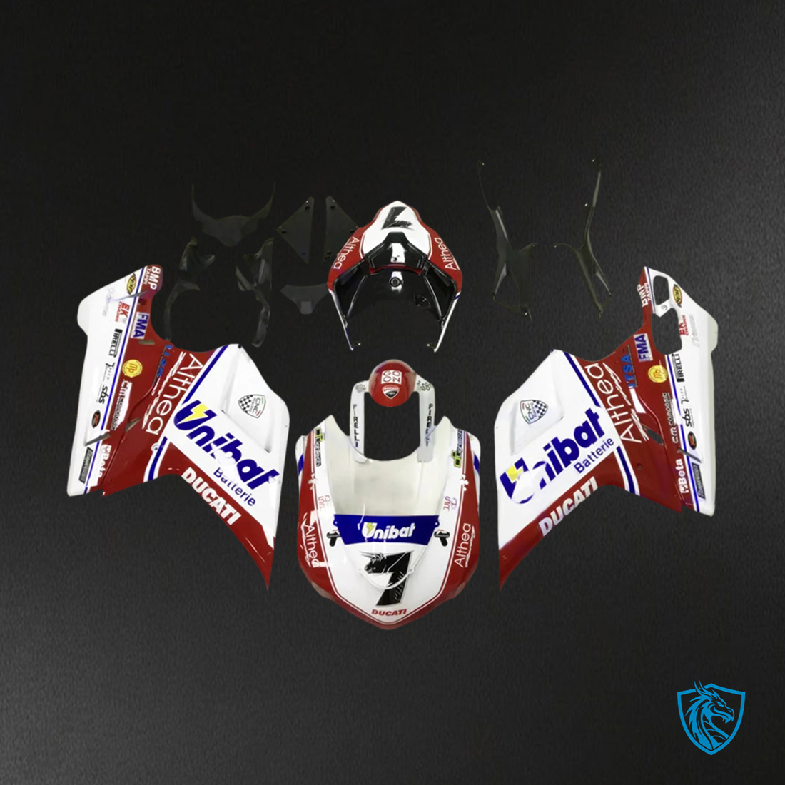 Ducati 1098 1198 848 (2007–2011) - Fairing Kit - Glossy Red & White - ABS Bodywork