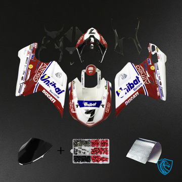 Ducati 1098 1198 848 (2007–2011) - Fairing Kit - Glossy Red & White - ABS Bodywork