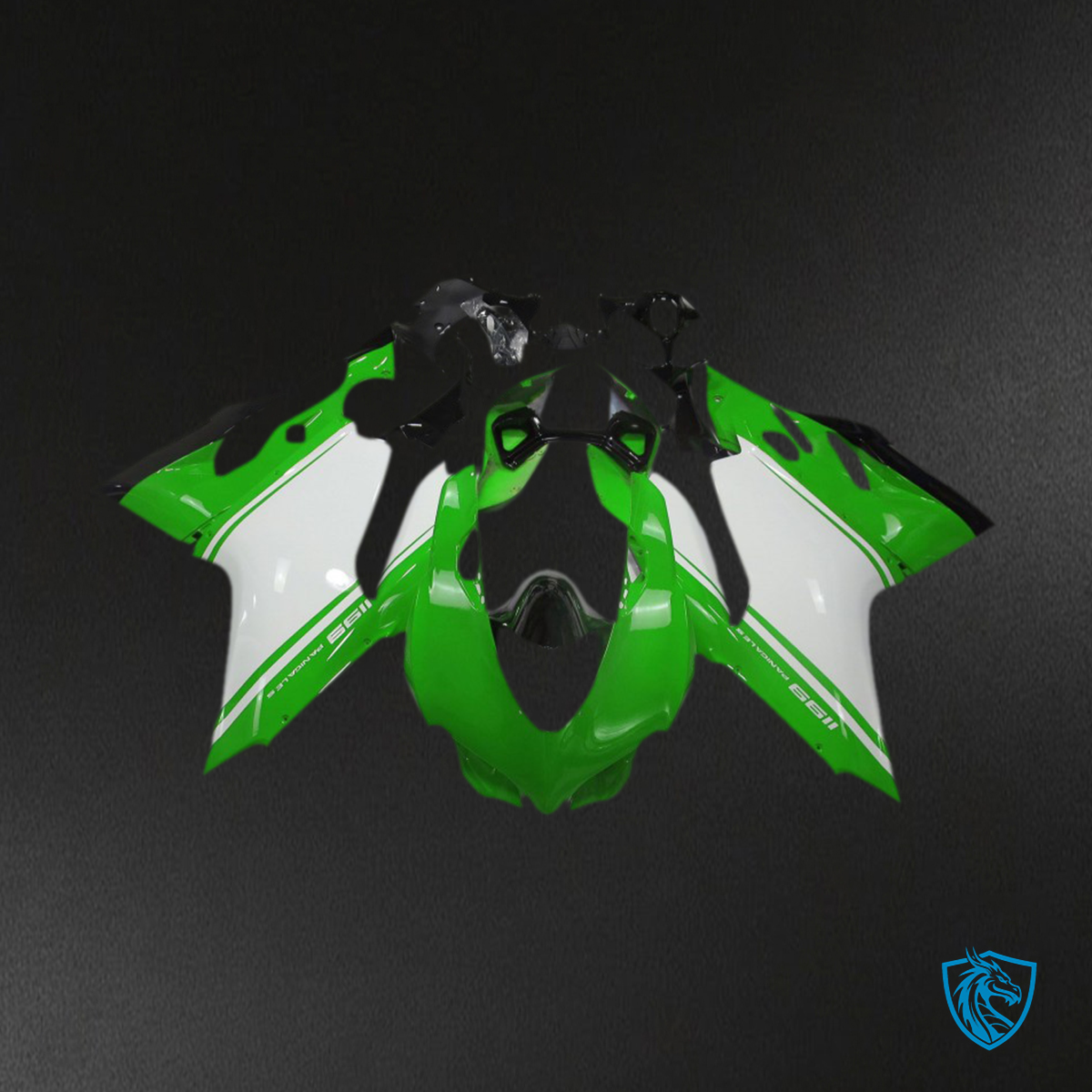Ducati 1199 (2011-2014) Glossy Green, White & Black Motorcycle Fairings Kit | ABS Bodywork