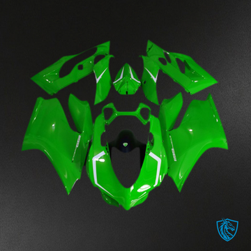 Ducati 1199 (2011-2014) Glossy Green & White Motorcycle Fairings Kit - Aftermarket ABS Bodywork