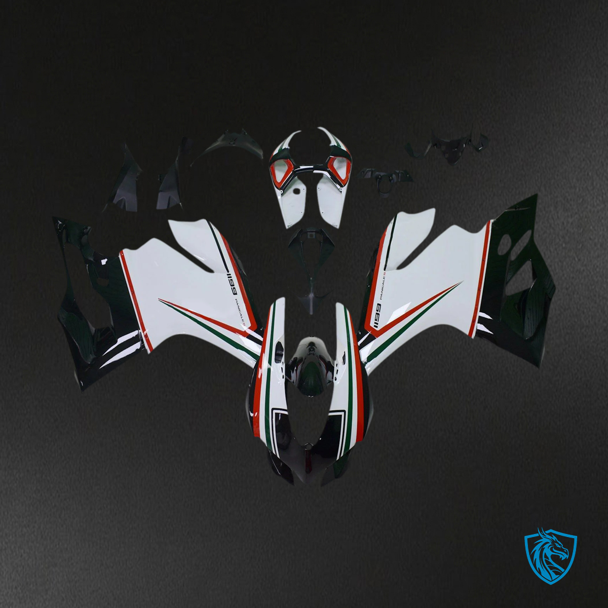 Ducati 1199 899 (2012-2015) - Black & White - Faring Kit