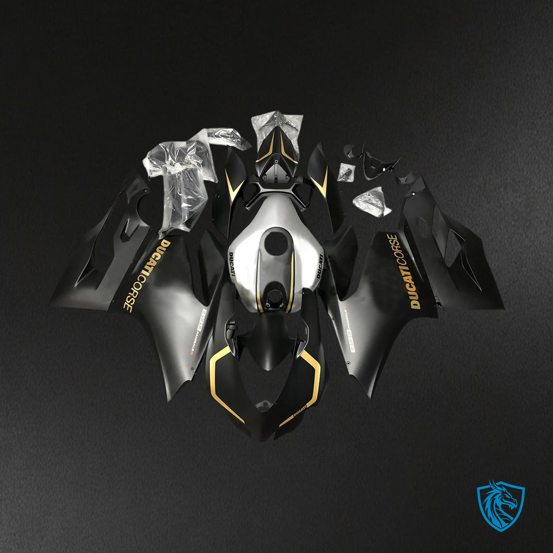 Ducati 1199 899 (2012-2015) Matte Black & Gold Logo - Fairing Kit