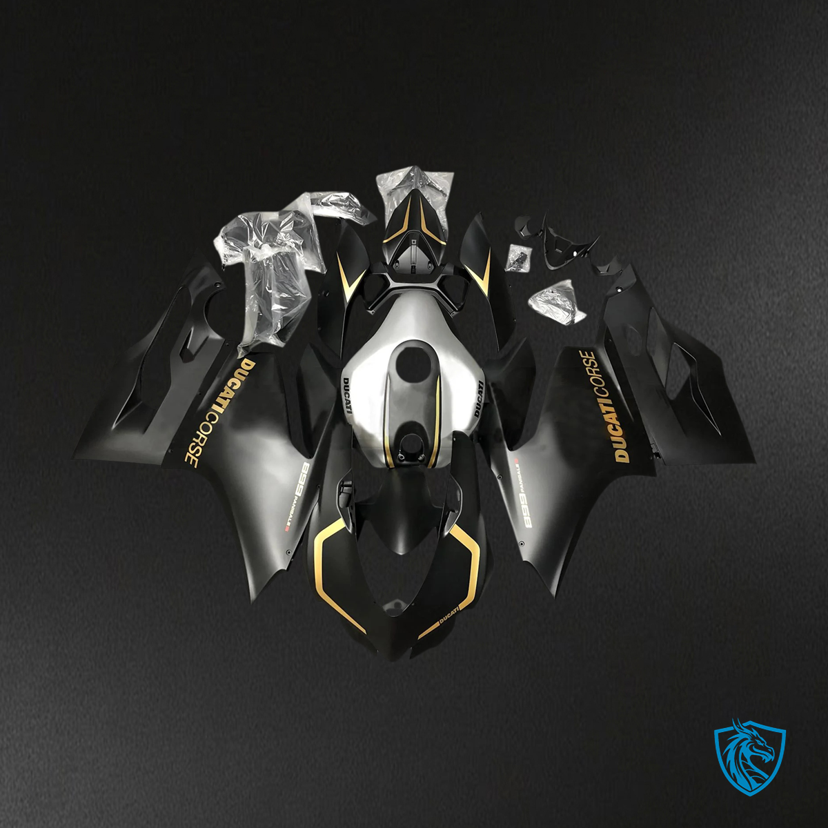 Ducati 1199 899 (2012-2015) Matte Black & Gold Logo - Fairing Kit