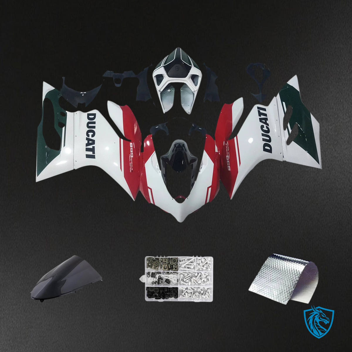 Ducati 1199 899 (2012-2015) White, Red & Green - Fairing Kit