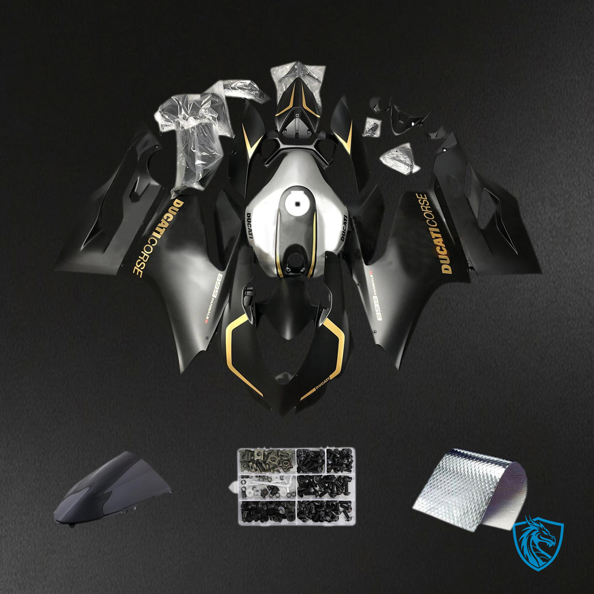 Ducati 1199 899 (2012-2015) Fairing Kit - Matte Black & Silver - ABS Bodywork