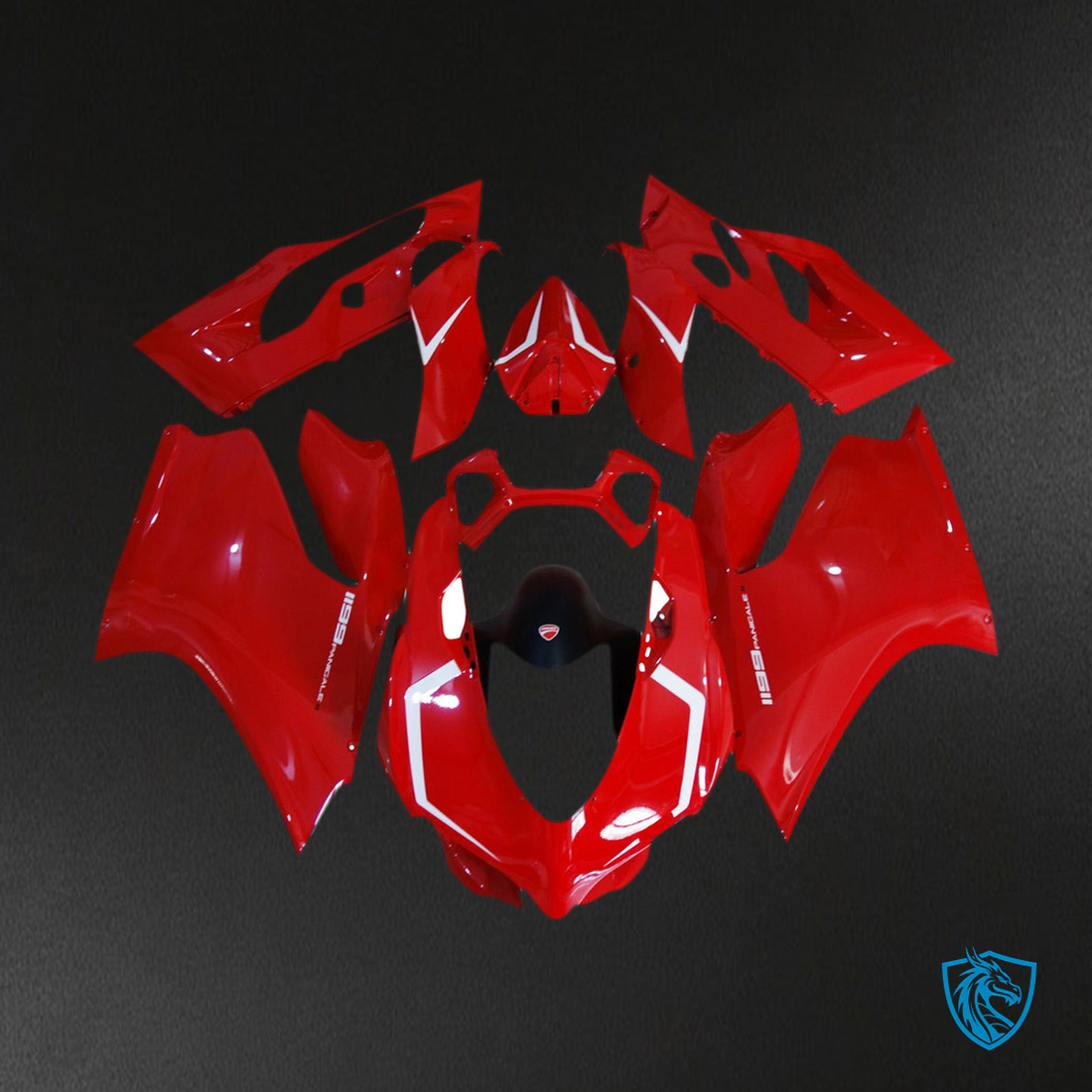 Ducati 1199 (2012-2015) Fairing Kit - Gloss Red with Black - ABS Bodywork