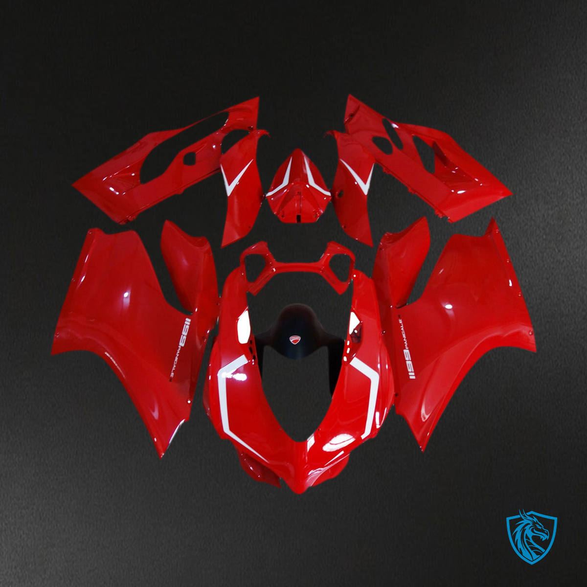 Ducati 1199 (2012-2015) Fairing Kit - Gloss Red with Black - ABS Bodywork