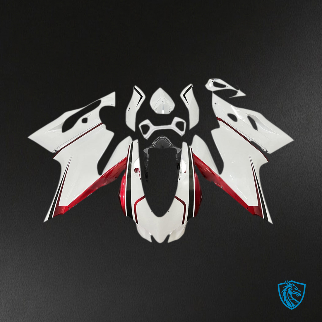 Ducati 1199 (2012-2015) Fairing Kit - White - Red & Black Line - ABS Bodywork
