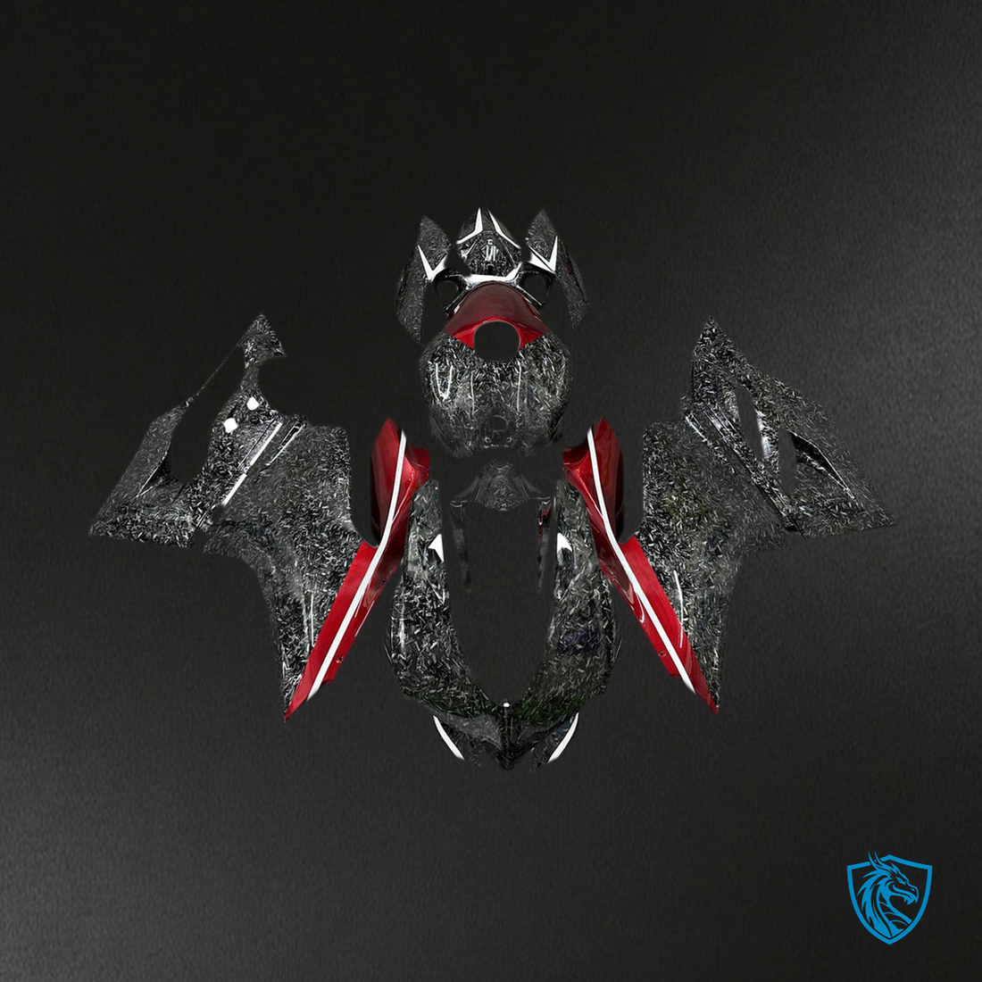 Ducati 1199 (2012-2015 ) Fairing Kit - Gloss Forged Carbon Fiber Style with Red - ABS Bodywork