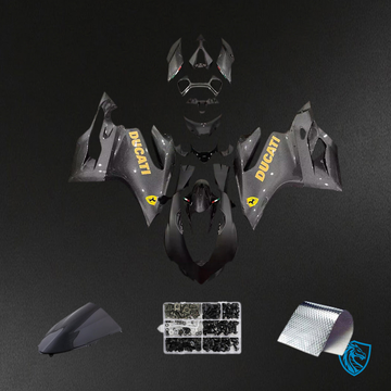 Ducati 1199 (2012-2015 ) Fairing Kit - Carbon Fiber Pattern with Gold - ABS Bodywork