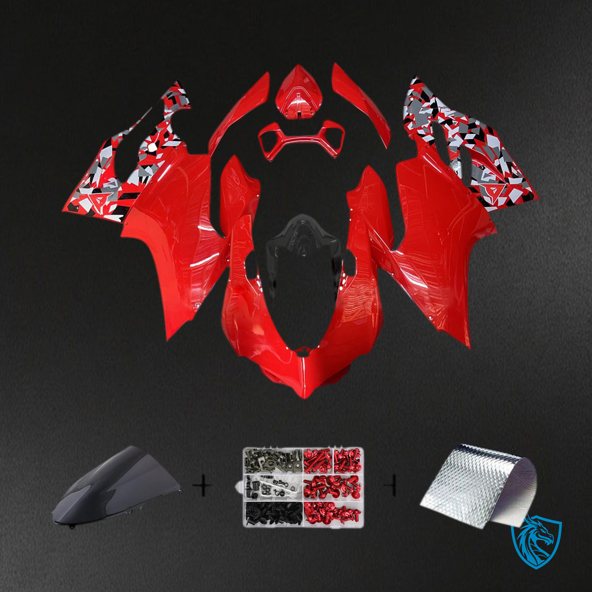 Ducati 1199 (2012-2015) Fairing Kit - Gloss Red with Camo - ABS Bodywork