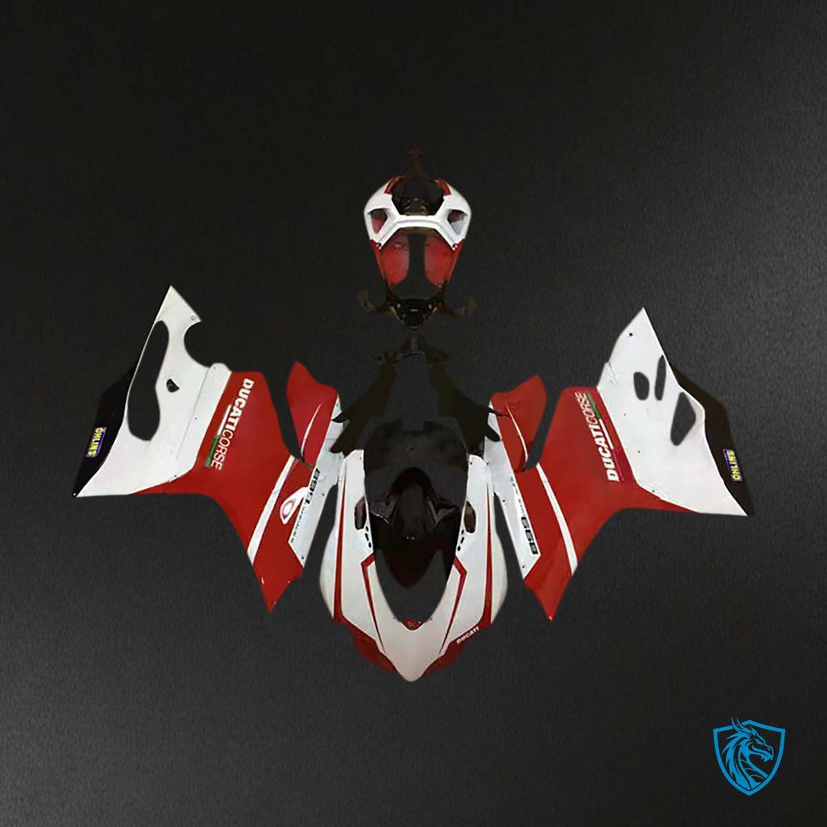 Ducati 1199 (2012-2015) Fairing Kit - Red, White & Black with Logo - ABS Bodywork