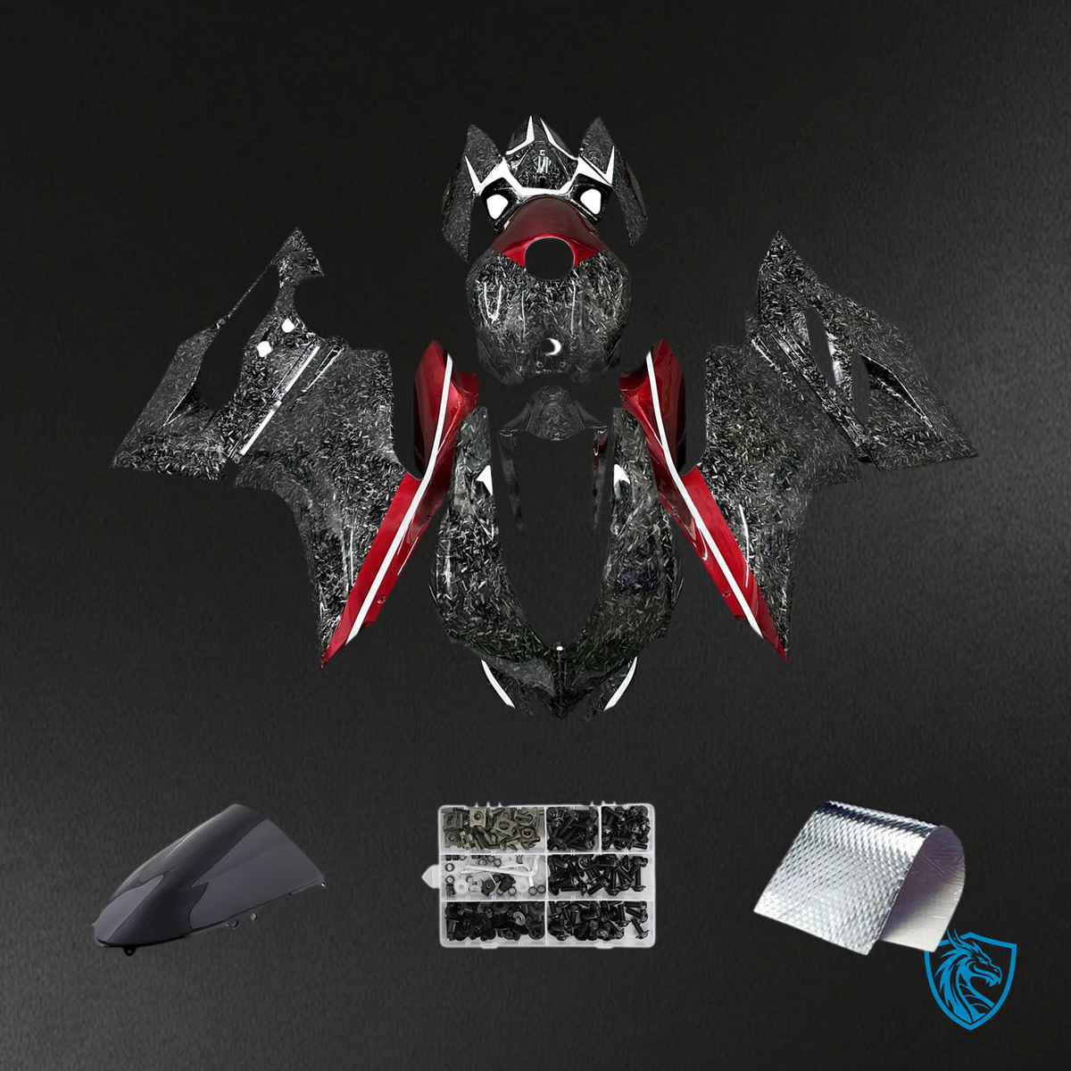 Ducati 1199 899 (2012-2015) Forged Carbon Fiber Patterns & Red - Fairing Kit
