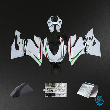Ducati 1199 899 (2012-2015) White with Red & Green Lines - Fairing Kit