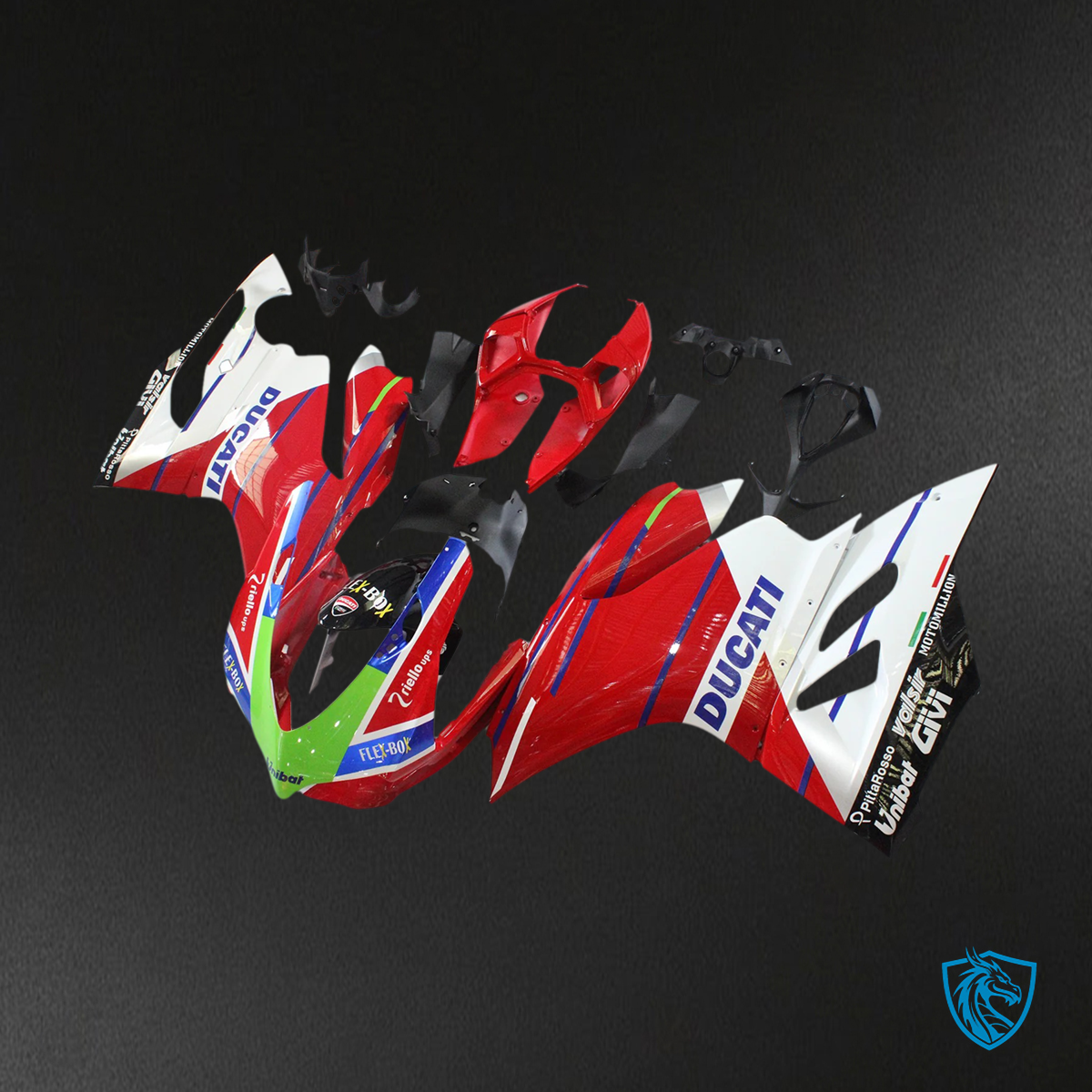 Ducati 1199 899 (2012-2015) Red & White with Blue Line - Fairing Kit