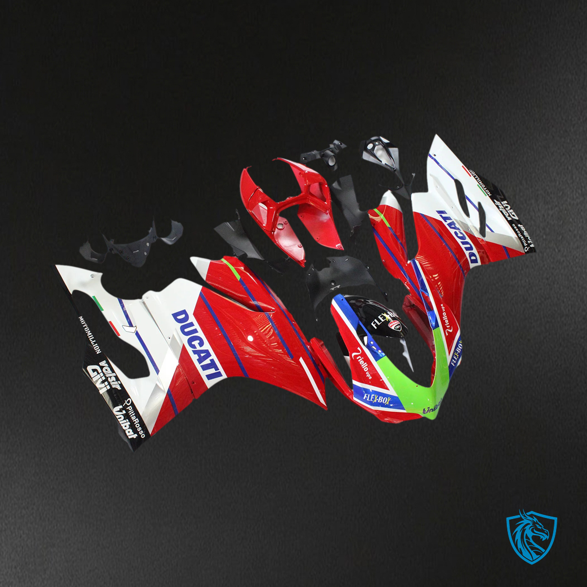 Ducati 1199 899 (2012-2015) Red & White with Blue Line - Fairing Kit