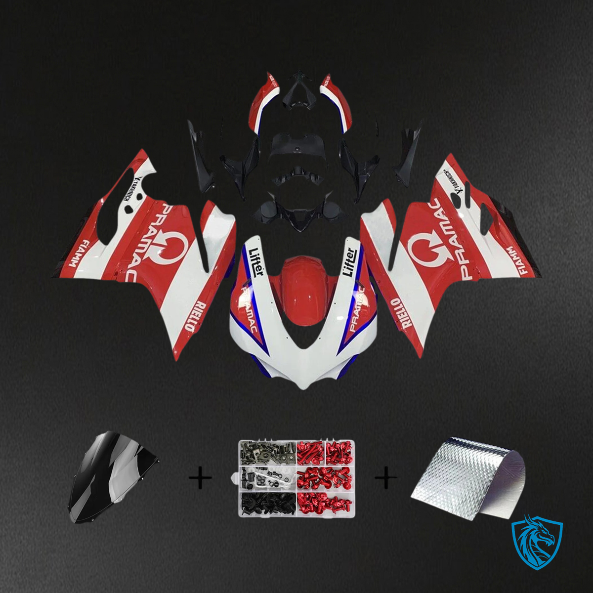Ducati 1299 959 (2015-2020) Red and White Style 8 - Fairing Kit