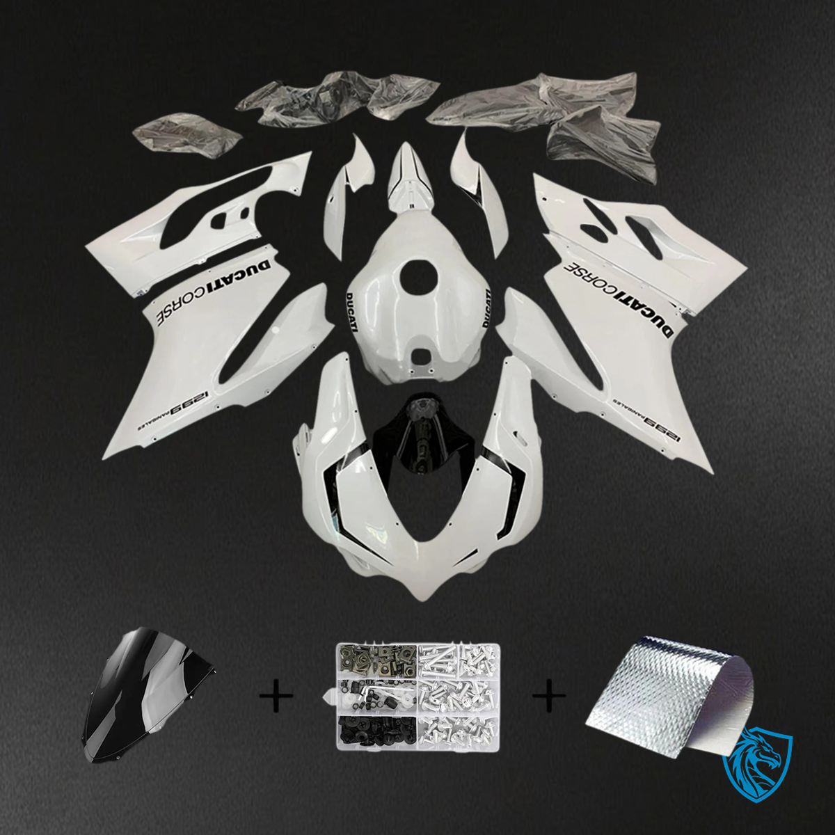 Ducati 1299 959 (2015–2020) White with Black - Fairing Kit