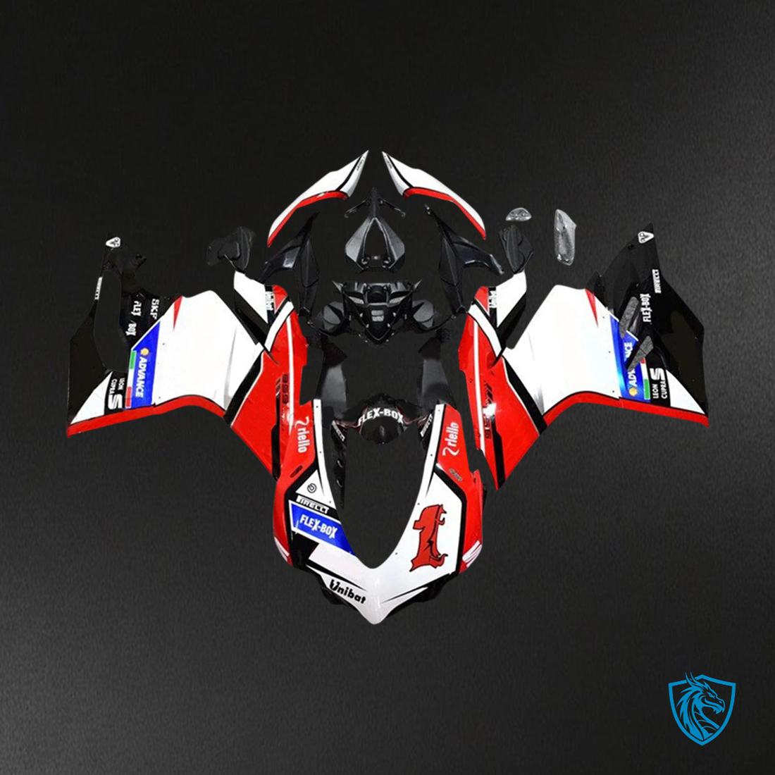 Ducati 1299 959 (2015–2020) Red and White Style 7 - Fairing Kit