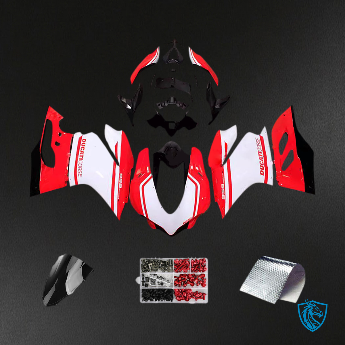 Ducati 1299 (2015-2020) Fairing Kit - White, Black and Red - ABS Bodywork