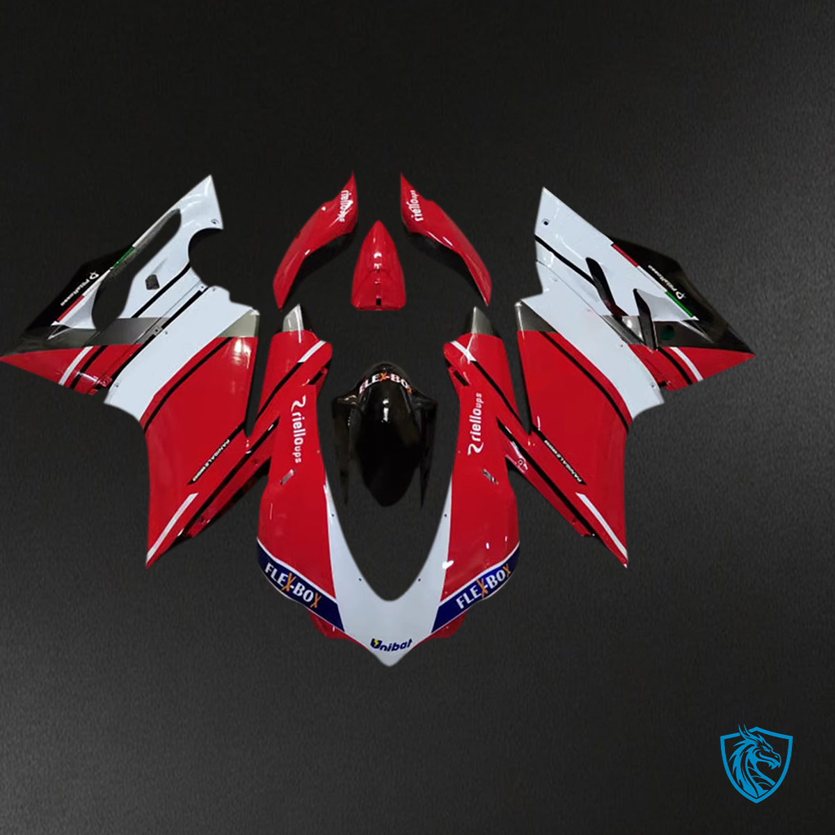 Ducati 1299 (2015-2020) Fairing Kit - Red & White with Black Style - ABS Bodywork