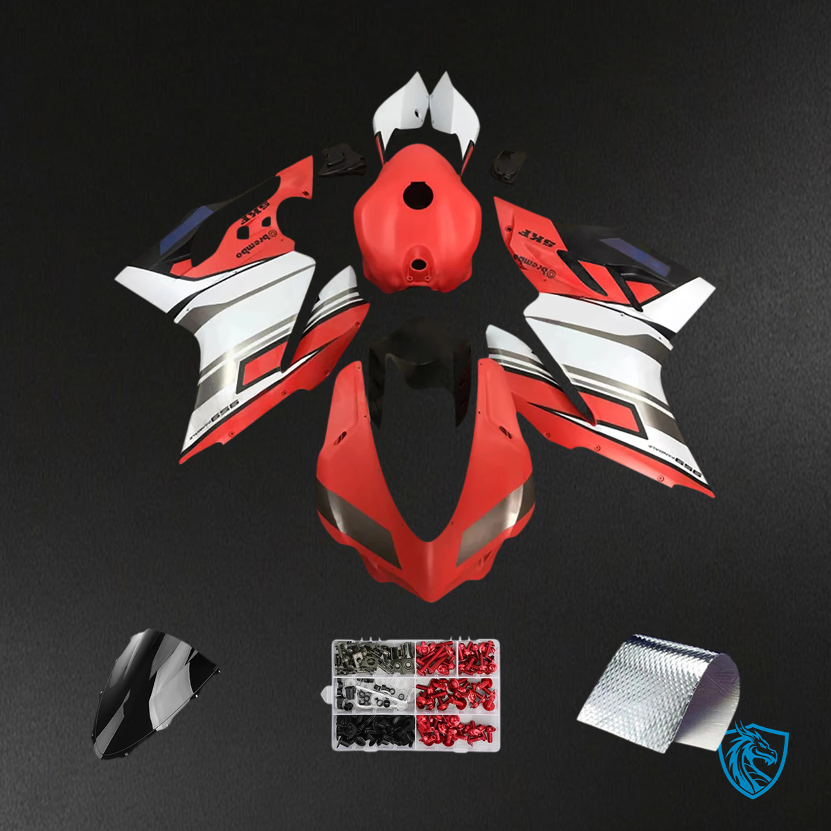 Ducati 1299 959 (2015-2020) Gray, Black, Red & White - Fairing Kit