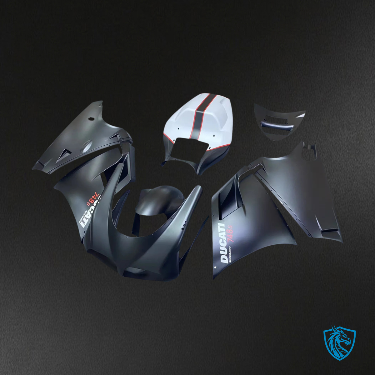 Ducati 996 748 (1996-2002) - Fairing Kit - Black & White - ABS Bodywork