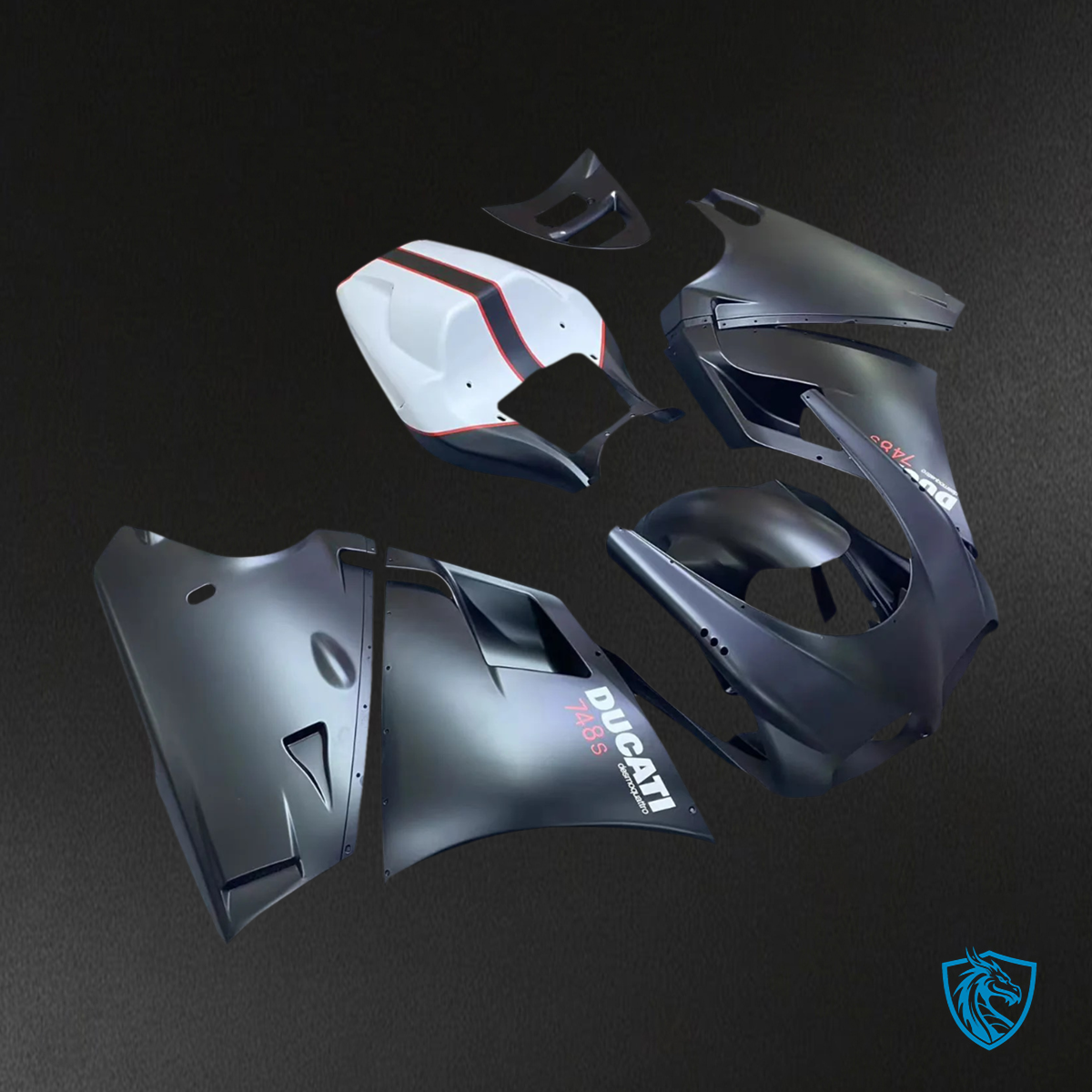 Ducati 996 748 (1996-2002) - Fairing Kit - Black & White - ABS Bodywork