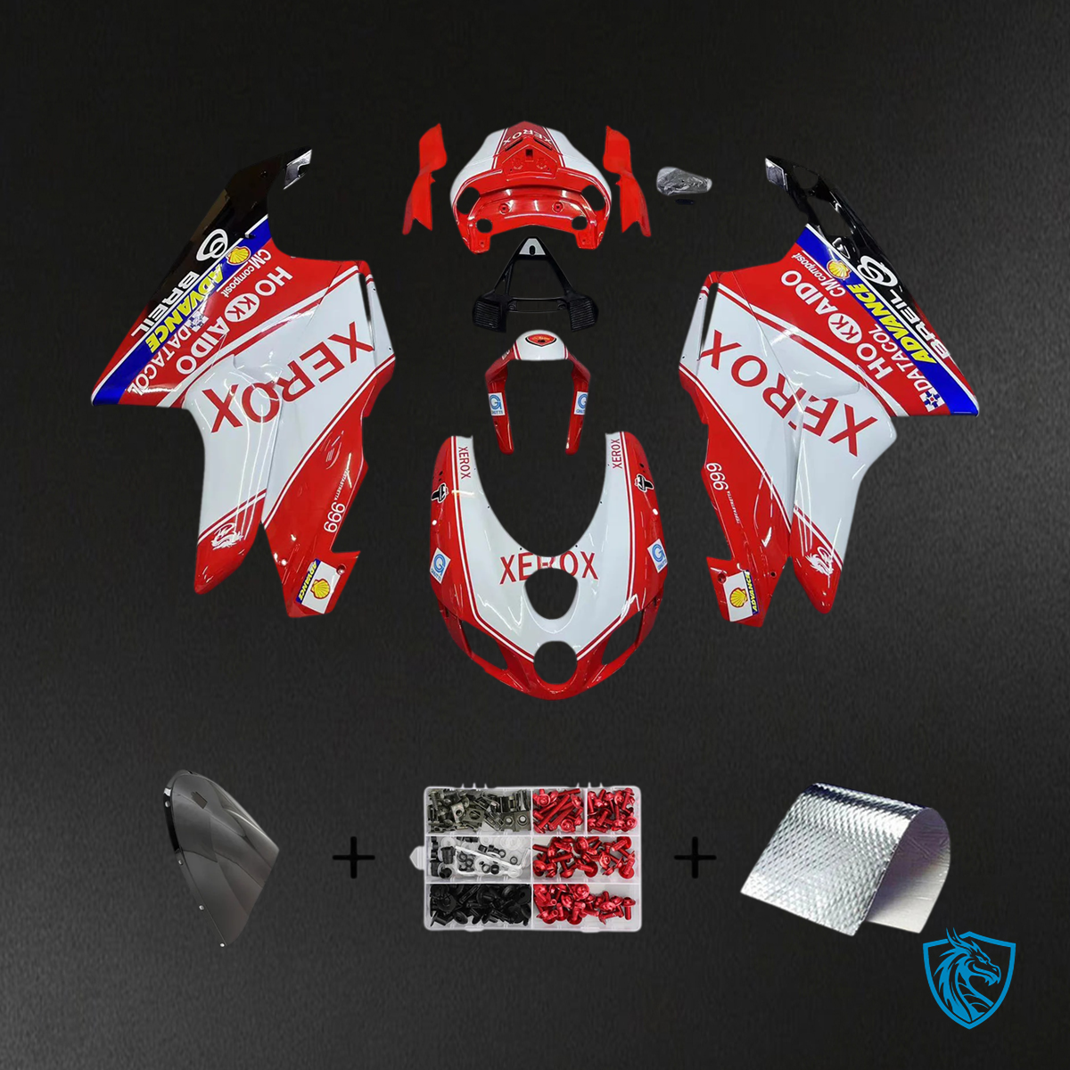 Ducati 999 749 (2005-2006) - Fairing Kit - Red Mix White - ABS Bodywork
