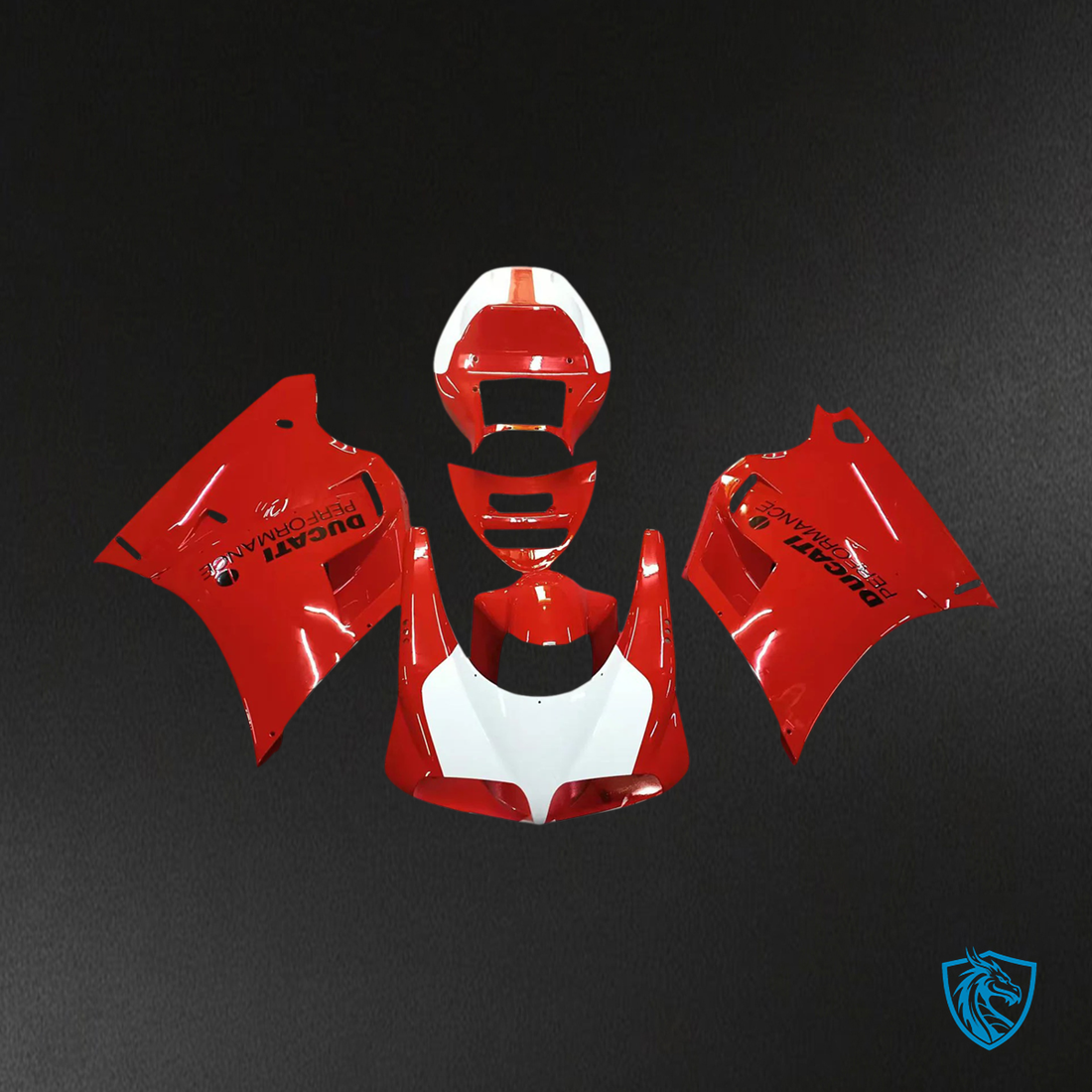 Ducati 748 916 996 998 (1996-2002) Fairing Kit - Glossy Red & White - ABS Bodywork