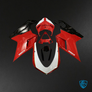 Ducati 848 1098 1198 (2007-2014) Red, Black & White Motorcycle Fairings Kit - Aftermarket ABS Bodywork