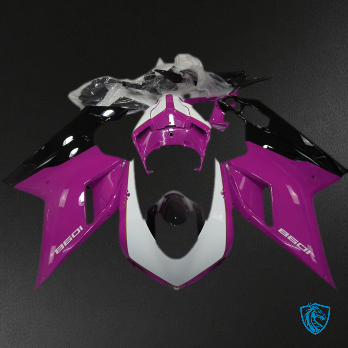 Ducati 848 1098 1198 (2007-2014) Gloss Pink & White - MERGEment Motorcycle Fairings Kit