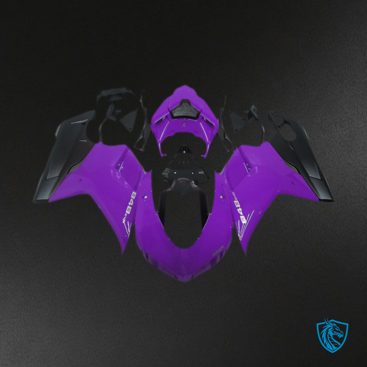 Ducati 848 1098 1198 (2007-2014) Gloss Purple & Black Fairings Kit - Aftermarket ABS Bodywork