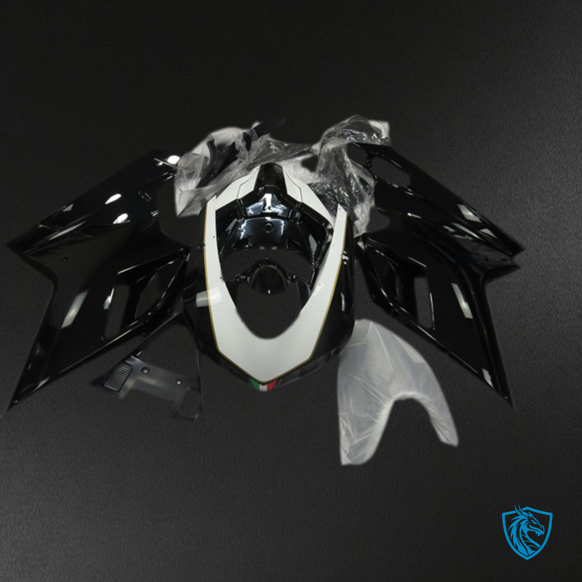 Ducati 848 1098 1198 (2007-2014) Glossy Black & White Motorcycle - Custom ABS Fairing Kit