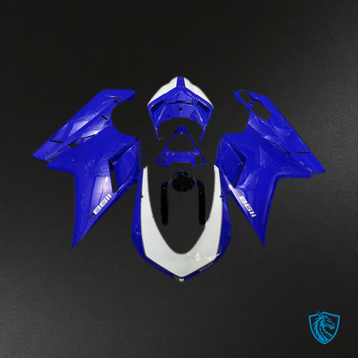 Ducati 848 1098 1198 (2007-2014) Glossy Blue Sp Motorcycle Fairings Kit - Aftermarket ABS Bodywork