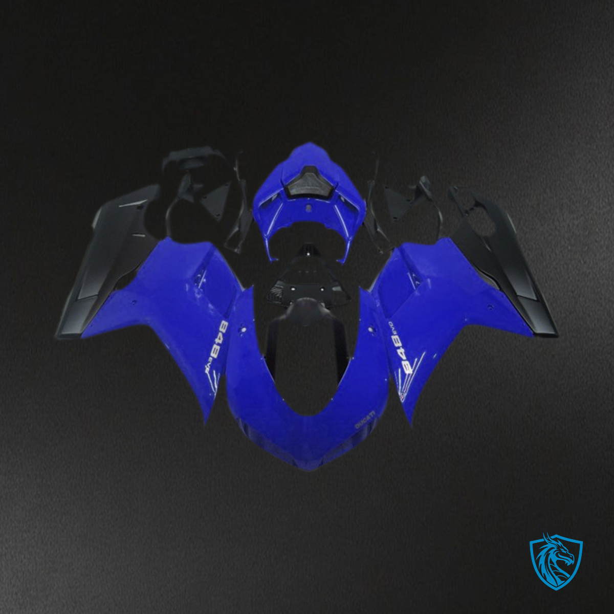 Ducati 848 1098 1198 (2007-2014) Glossy Blue & Black - MERGEment Motorcycle Fairings Kit