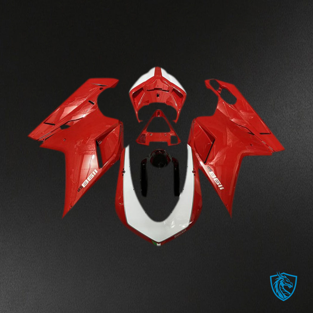 Ducati 848 1098 1198 (2007-2014) Glossy Red & White Sp-Design - MERGEment Motorcycle Fairings Kit