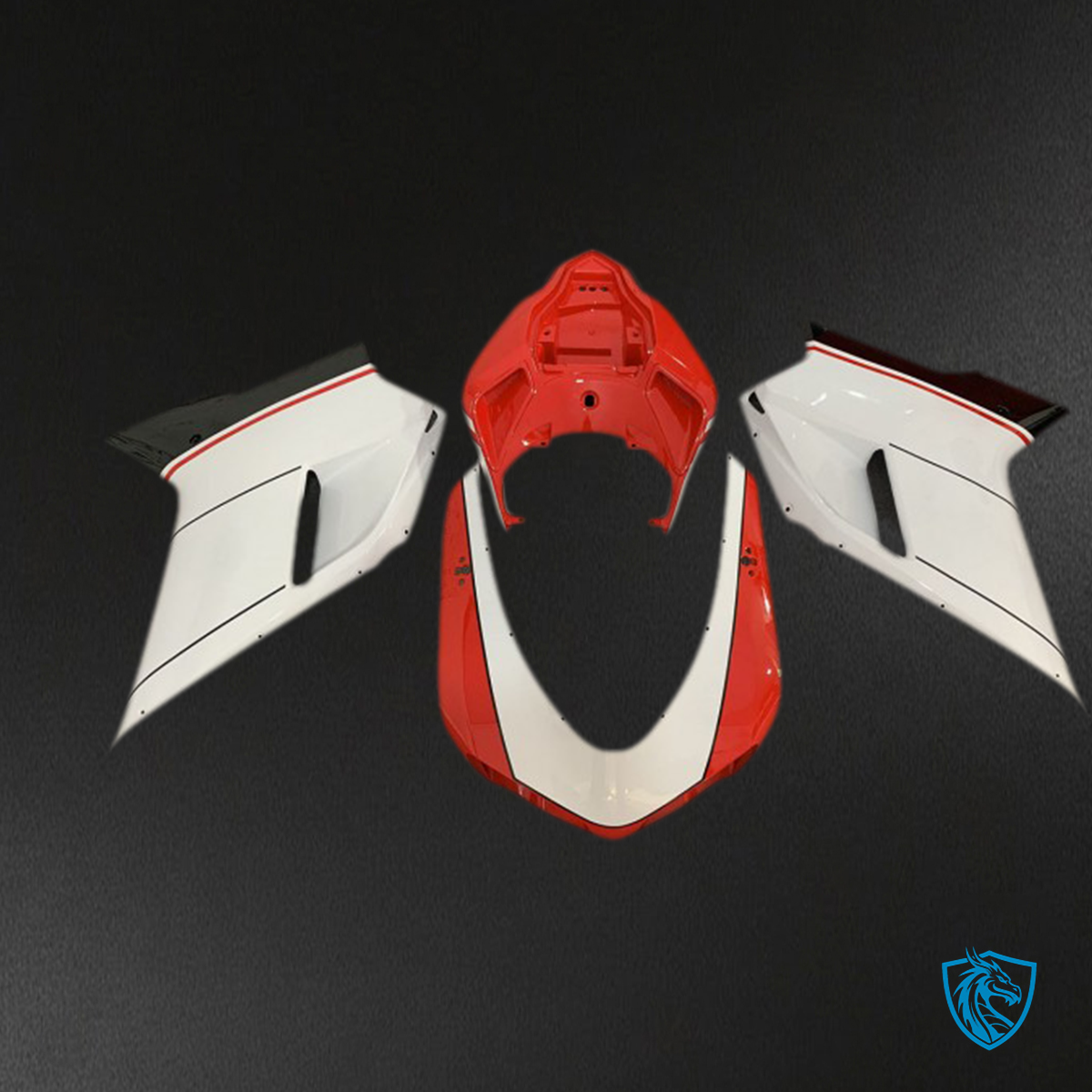 Ducati 848 1098 1198 (2007-2014) Red & White Motorcycle - Custom ABS Fairing Kit