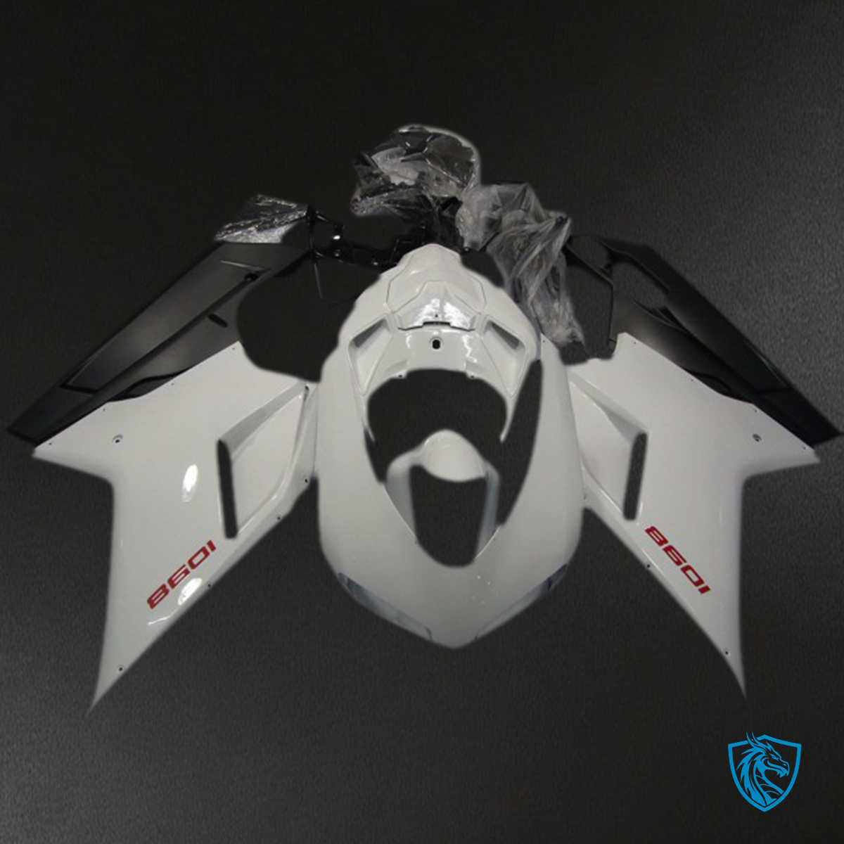 Ducati 848 1098 1198 (2007-2014) White & Matt Black Motorcycle Fairings Kit | ABS Bodywork